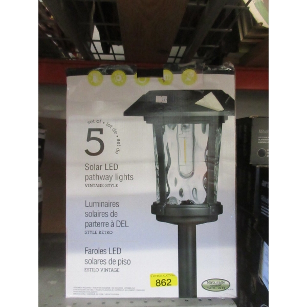 Pack of 5 Solar LED Pathway Lights - Vintage Style