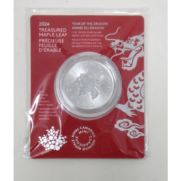 1 Oz .9999 Silver 2024 Treasured Maple Leaf Coin 