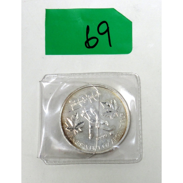 1 Oz .9999 Silver 2010 Vancouver Hockey Olympic Coin 