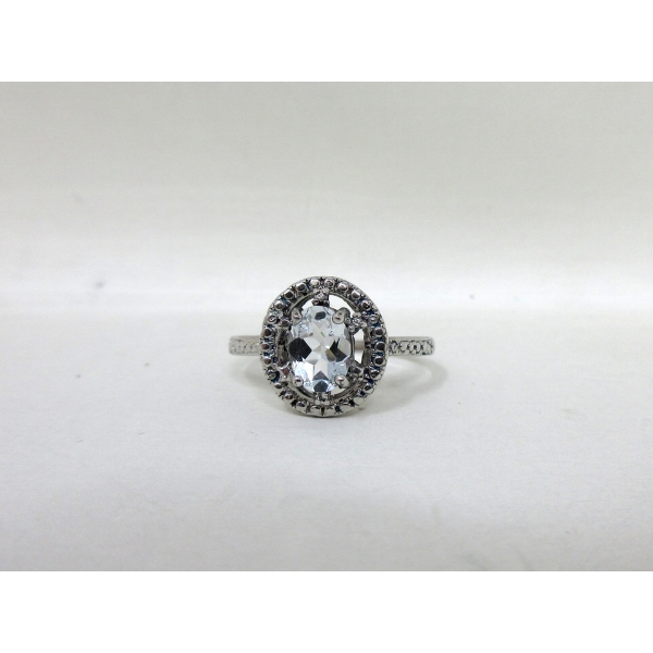 Blue Topaz & Diamond Sterling Silver Cocktail Ring
