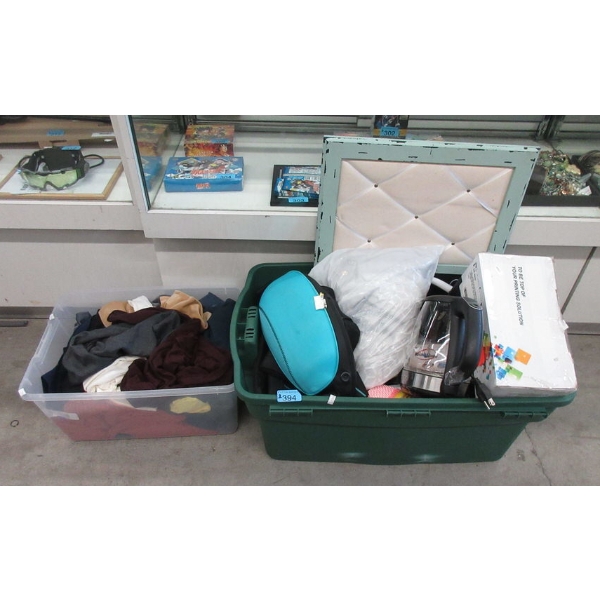 2 Totes of Clothing & Household Goods
