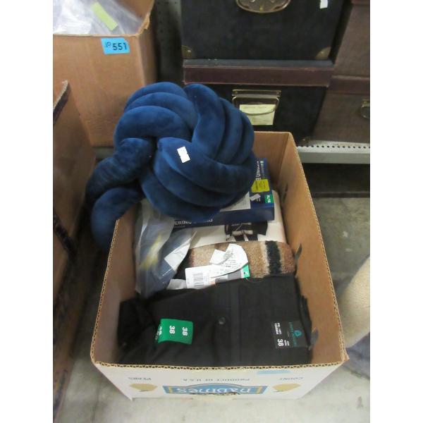 Box of Assorted Clothing & Soft Goods 