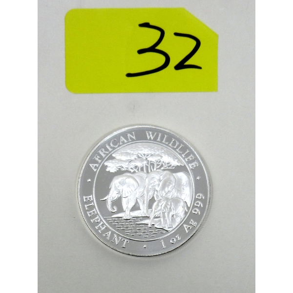 1 Oz .999 Silver 2013 African Wildlife Elephant Coin 