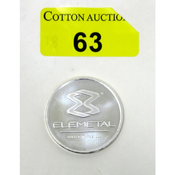 1 Oz .999 Silver Elemetal USA Round 