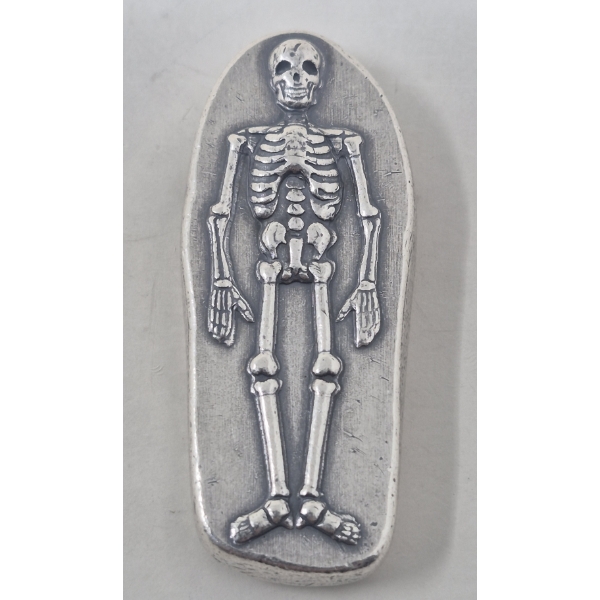 3 Oz .999 Silver 2D Skeleton Art Bar