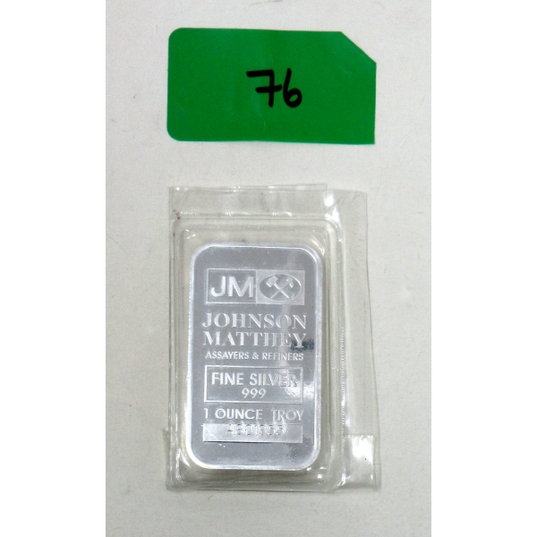 1 Oz .999 Silver Johnson Matthey Bar 