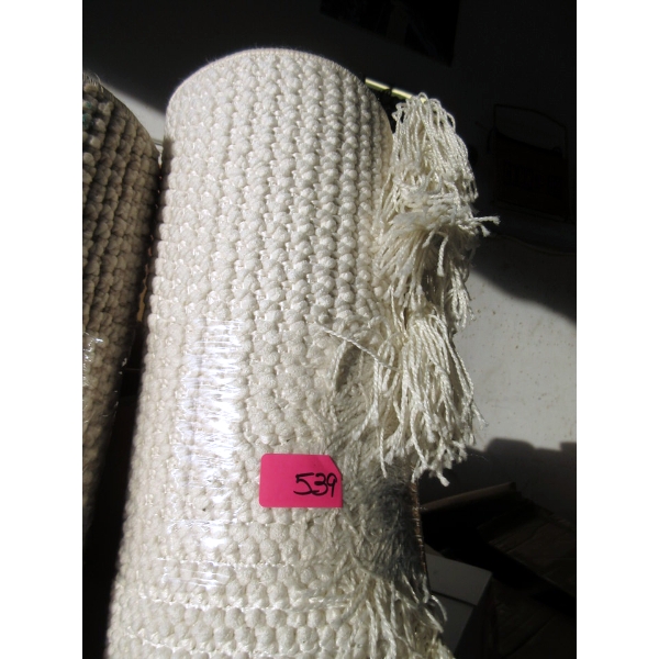 6' x 7' White Woven Textured Area Carpet