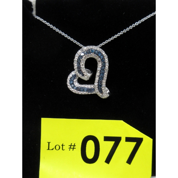 Half Carat Blue & White Diamond Pendant 
