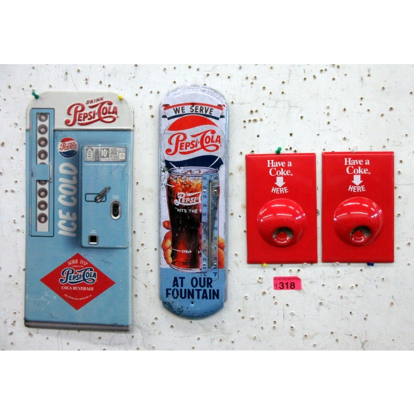 2 Coca-Cola Bottle Openers & 2 Pepsi Wall Signs