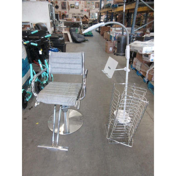Chair, OttLite Floor Lamp & 2 Wire LP Holders