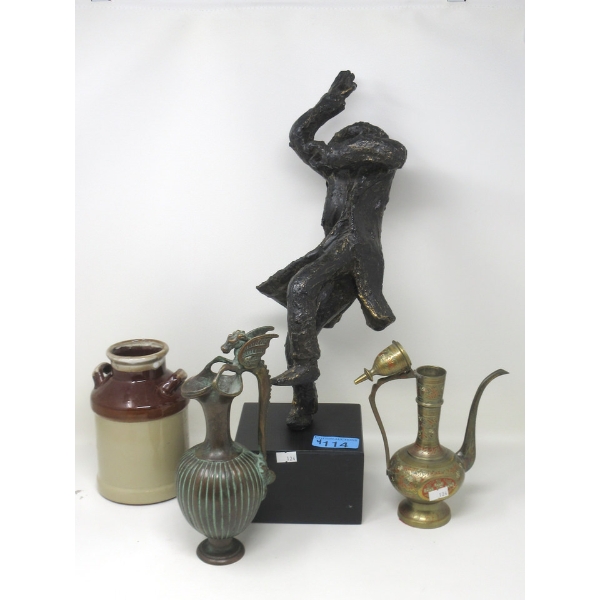 19" Russian Dancer Statue, Teapot and 2 Vases