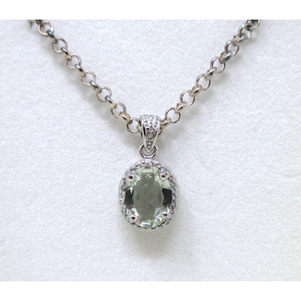 Green Amethyst & Diamond Pendant