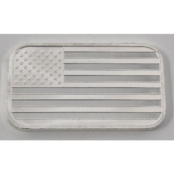 1 Oz .999 Silver American Flag Bar