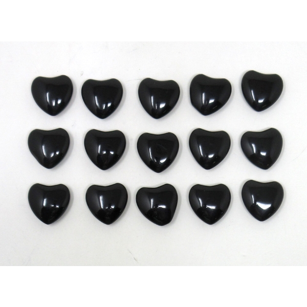15 Polished Black Onyx Gemstone Hearts