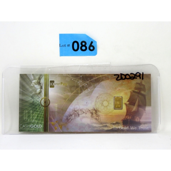 1/10 Gram .9999 Fine Gold Nadir Mint Bar 