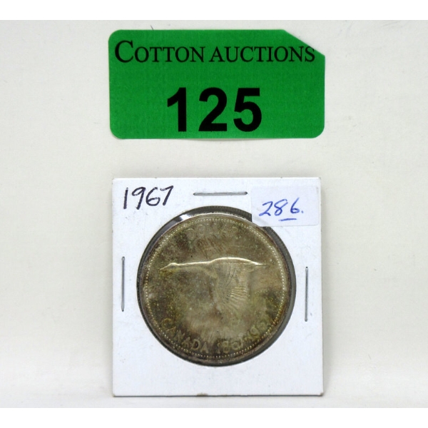 1967 Canadian Centennial 80% Silver Dollar Coin