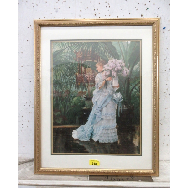 Well Framed Print of Lady in the Garden