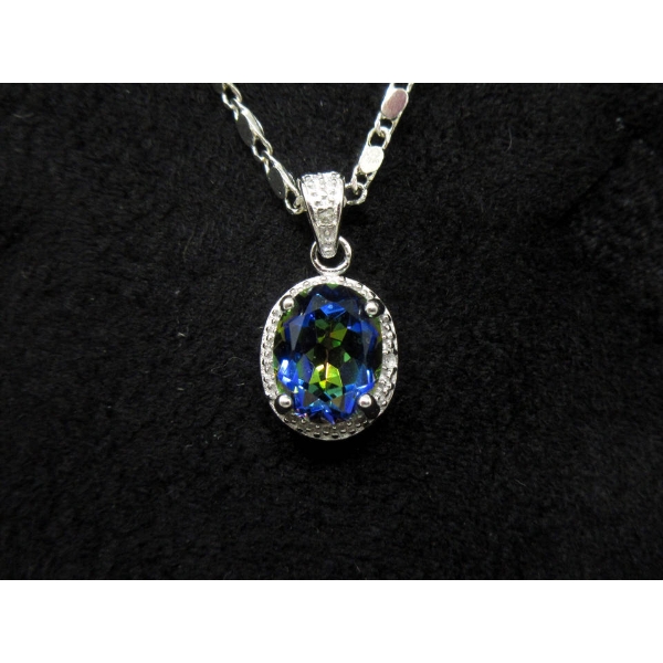 New Mystic Topaz & Diamond Sterling Silver Necklace