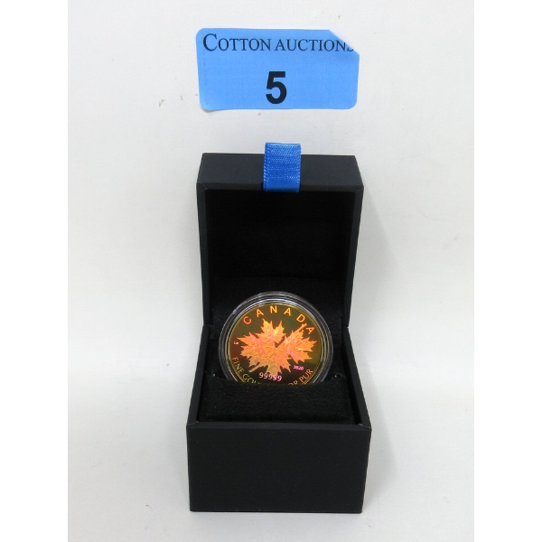 RARE 1 Oz .99999 Fine Gold 2020 Hologram Maple Leaf Coin 