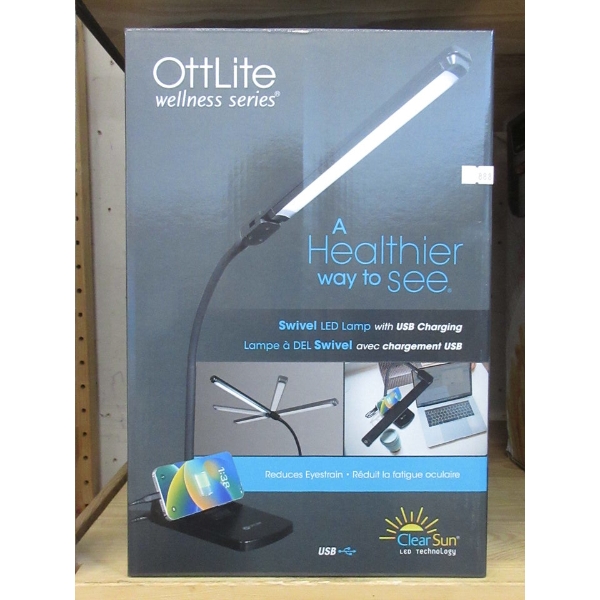 New OttLite Swivel LED Lamp w/ USB Charging Base