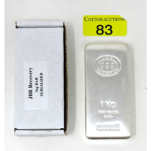 1 Kilo .999 Silver JBR Ethically Sourced Bar 