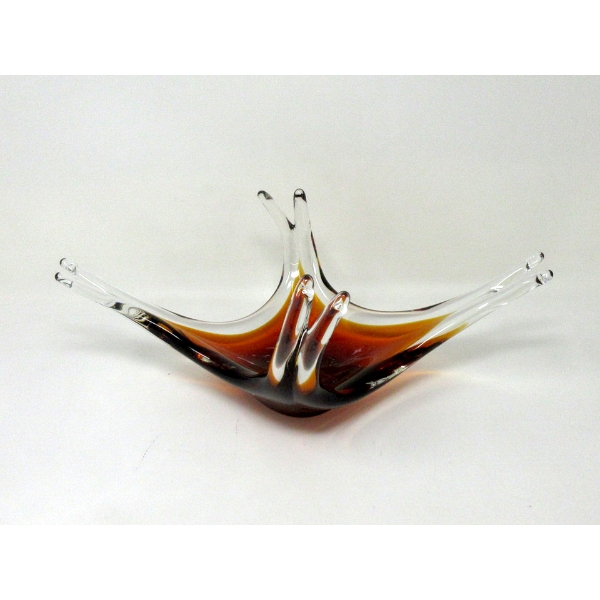 MCM Brown to Clear Art Glass Centerpiece Dish 