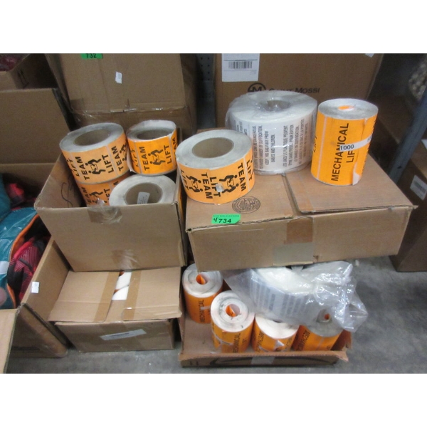 4 Boxes of TEAM LIFT & MECHANICAL LIFT Labels