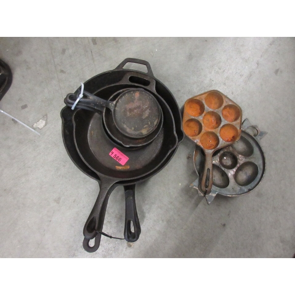 9 Cast Iron Skillets & Pans - Preowned - As Is 