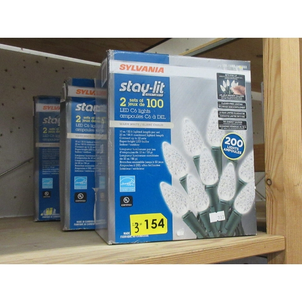 3 Sylvania Stay-Lit Clear LED C6 Light String Sets