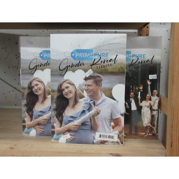7 New Packs of 4 Gender Reveal Confetti Cannons