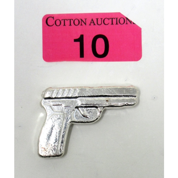 2 Oz .999 Silver 2D Revolver Pistol Bar 
