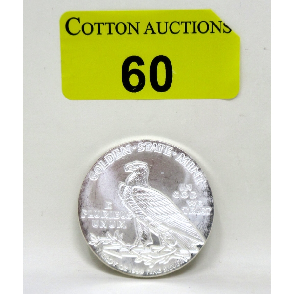 1 Oz .999 Silver Liberty Golden State Mint Round 