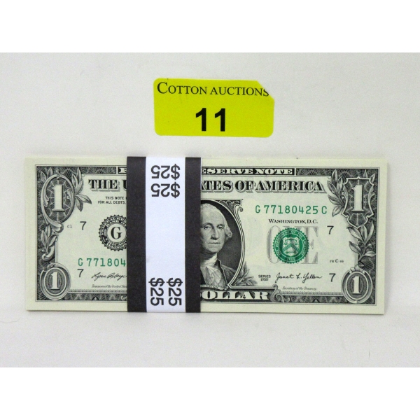25 x $1 USD Uncirculated Sequential Numbered Bundle