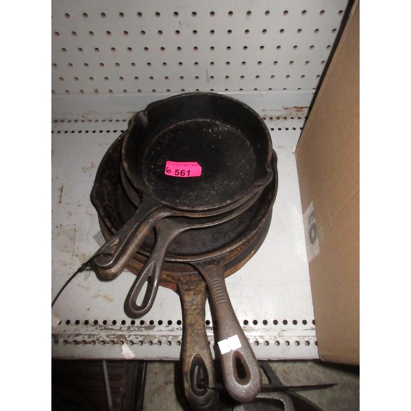 6 Cast Iron Skillets & Pans - Preowned - As Is 