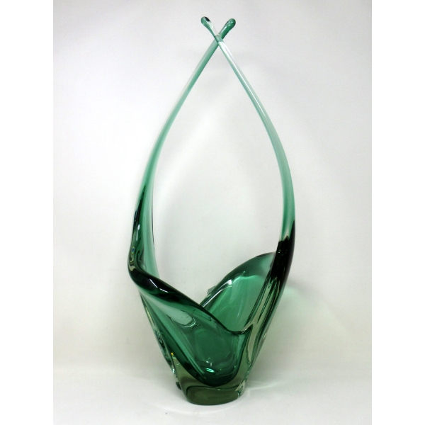 MCM Green Canadian Art Glass Centerpiece Bowl