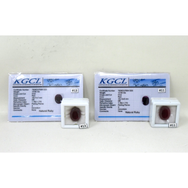 One 15.8 CT and One 12 CT Faceted Natural Ruby