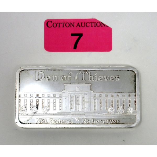 10 Oz .999 Silver Den of Thieves/ Silver Shield Bar 