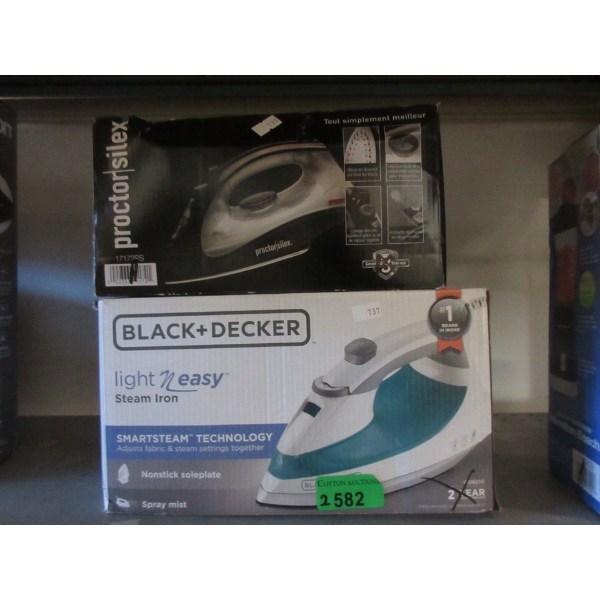 1 Black & Decker and 1 Proctor Silex Iron 