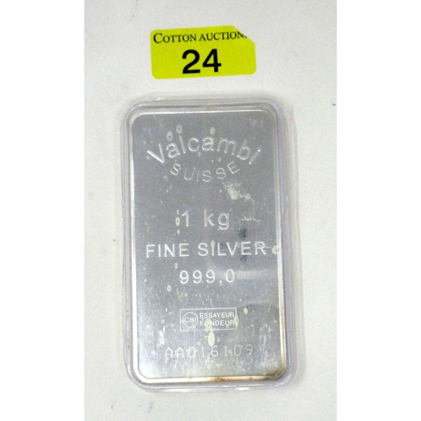 1 Kilo .999 Silver Valcambi Suisse Bar 