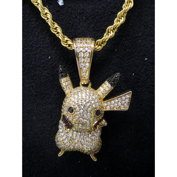 New Crystal Encrusted Pikachu Necklace