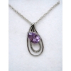 Image 1 : New Sterling Silver Amethyst Pendant w/ 2 Diamonds
