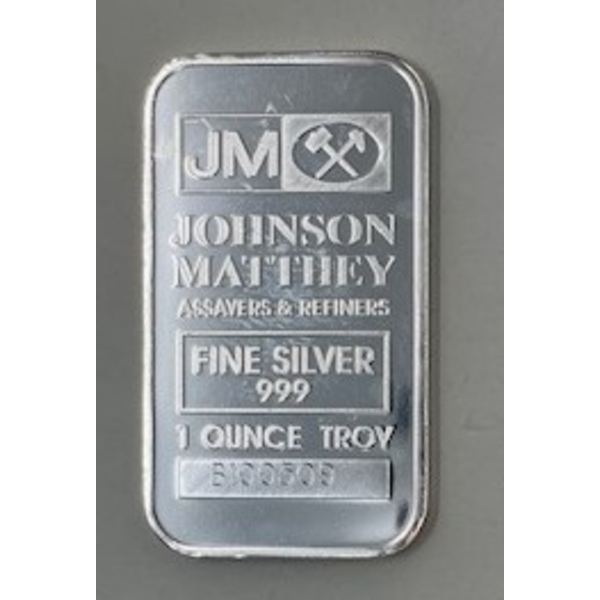 1 Oz Johnson Matthey .999 Silver Bar  