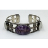 Image 1 : Sterling Silver Polished Gemstone Cuff Bracelet