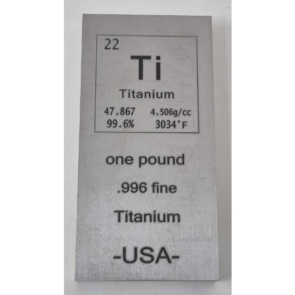 1 Pound .996 Fine Titanium Bar