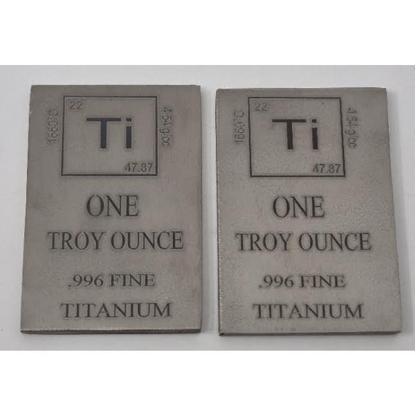 2 x 1 Oz .996 Fine Titanium Bars