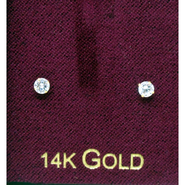 Brand New in Box 14KT Yellow Gold Cubic Zirconia Earrings