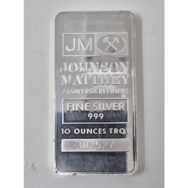 10 Oz .999 Silver Johnson Matthey Bar