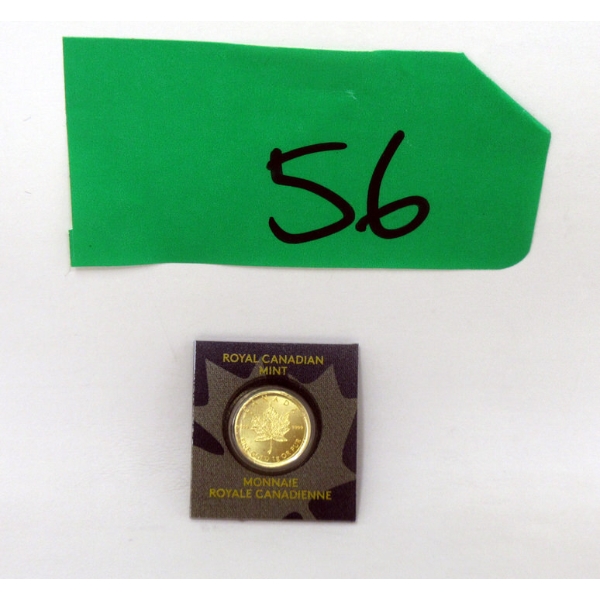 1 Gram .9999 Fine Gold 2015 Maple Leaf Coin 