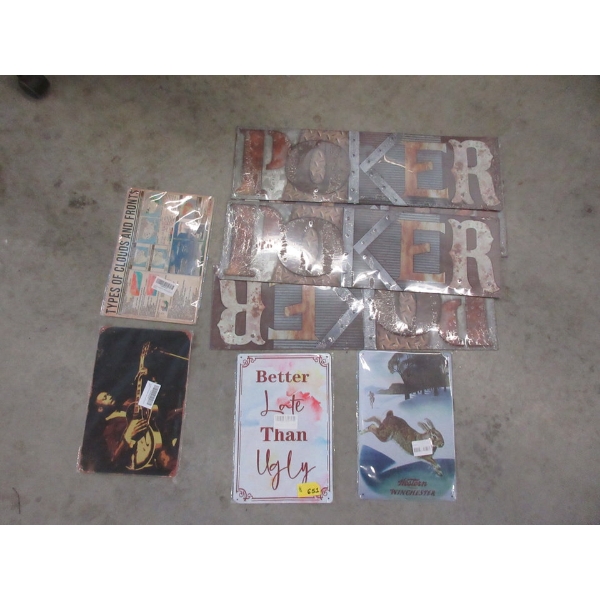 8 New Metal Novelty Signs - Assorted Sizes