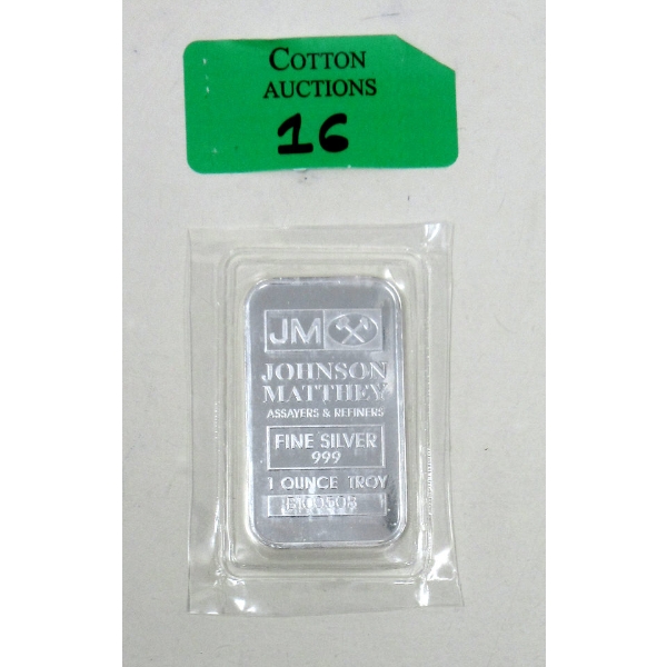 1 Oz .999 Silver Johnson Matthey Bar 